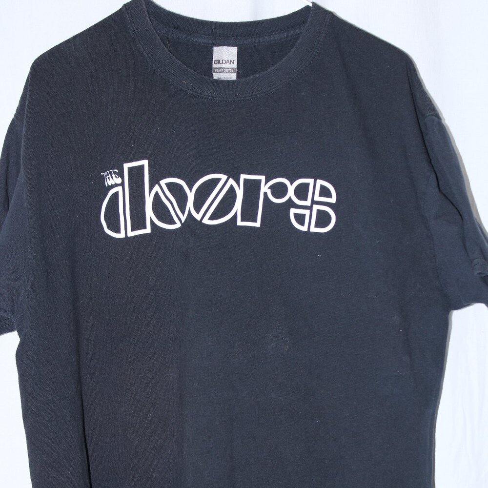 The Doors T-Shirt Size L Large Black Gilden Heavy Cotton Short Sleeve Tshirt